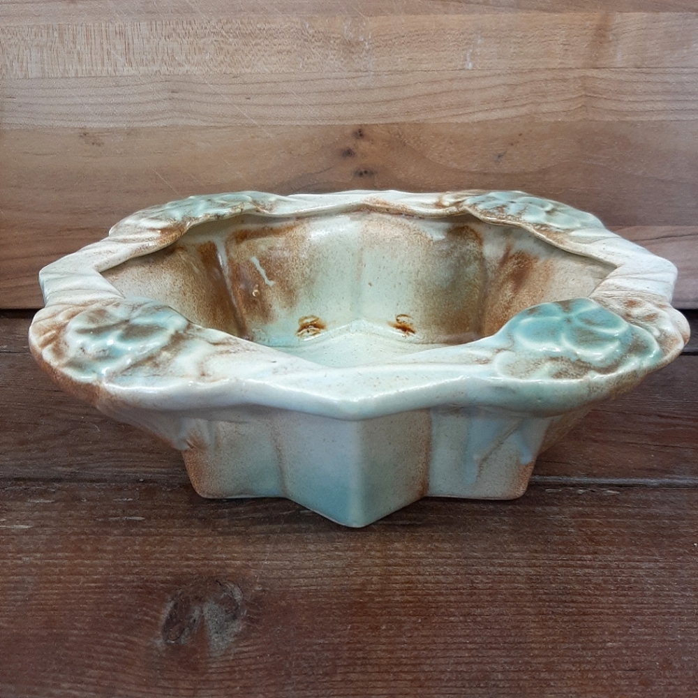 McCoy Pottery Flower Box Bowl | 1940s | Aqua Floral Design